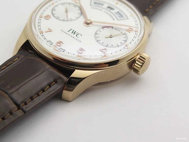 MIROTIME 0318 Portuguese Real PR Real Annual Calendar RG IW503504 YLF 1:1 Best Edition White Dial On Leather Strap A TimelessDesign 7242